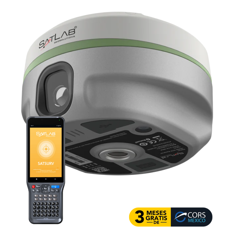 Eyr de SatLab, receptor visual RTK liviano con cámaras duales para medición por imagen sin contacto y replanteo visual.