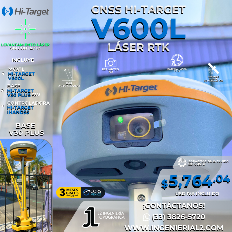 Sistema GNSS RTK Hi Target M vil V600L Base V30 Plus IHand55 L2 sistema-gnss-rtk-hi-target-m-vil-v600l-base-v30-plus-ihand55-l2
