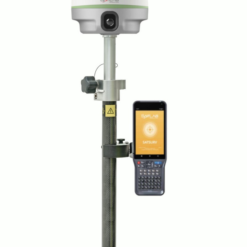 Eyr de SatLab, receptor visual RTK liviano con cámaras duales para medición por imagen sin contacto y replanteo visual.