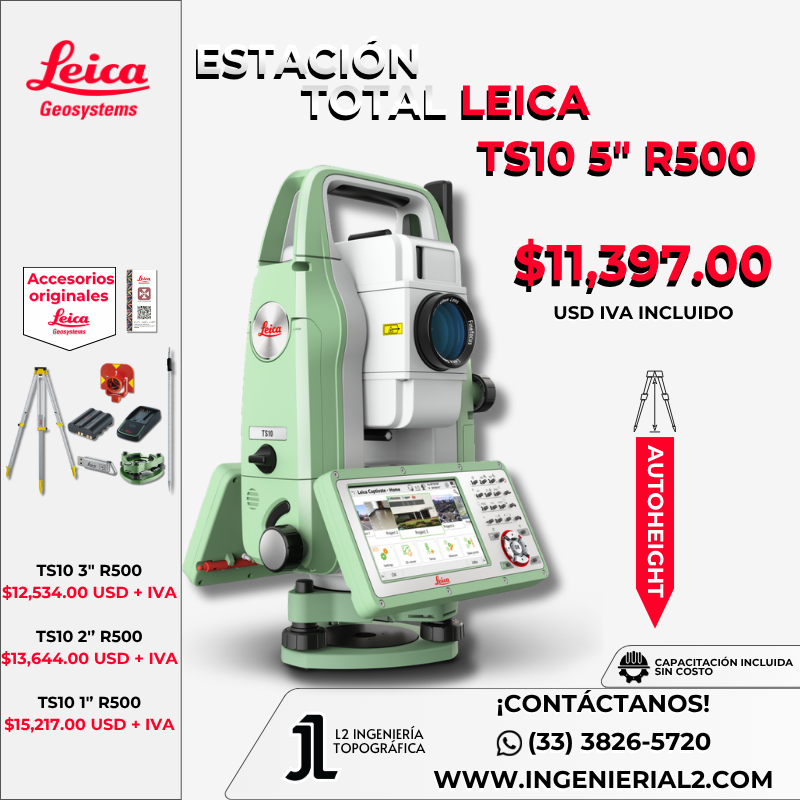 stación total de alta precisión, incorpora AutoHeight para determinar automáticamente la altura del instrumento