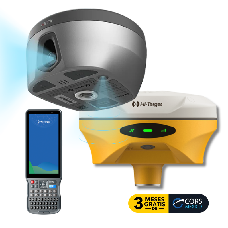 Móvil vRTK con cámara dual para funciones de replanteo en vivo y medición de imágenes.
